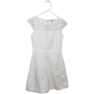 J. CrewSize 00 Mini White Laser Cut top layer Capped sleeve aline tea dress